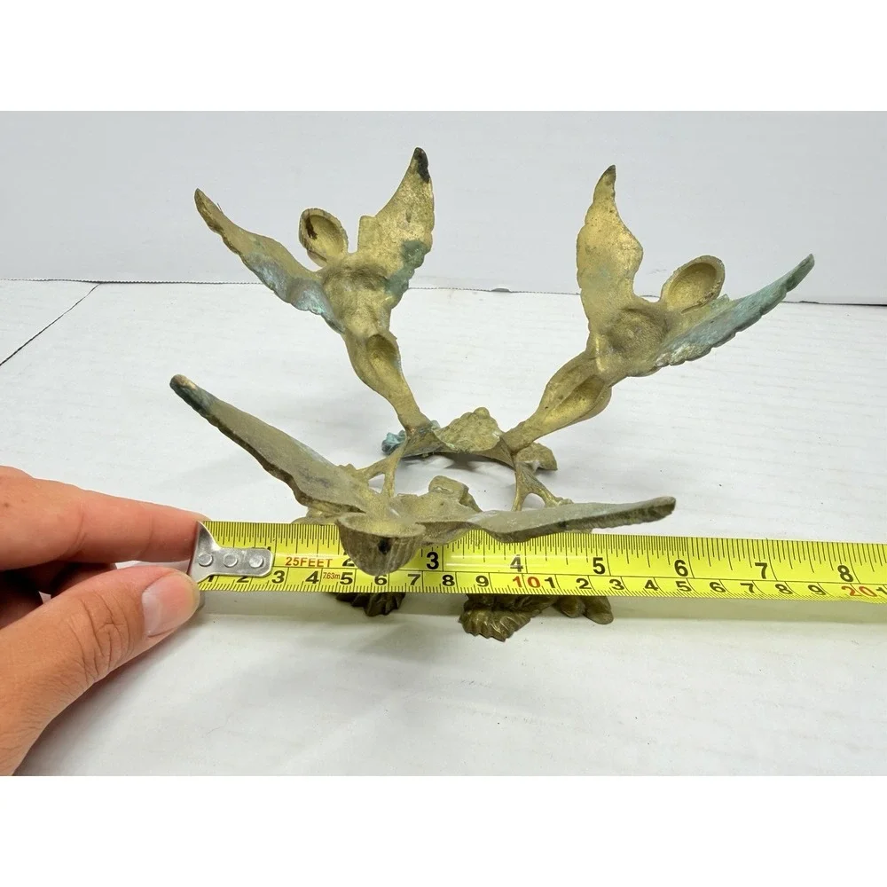 Vintage Brass 3 Angel Cherub Grapevine Bowl Holder Centerpiece Missing Bowl
